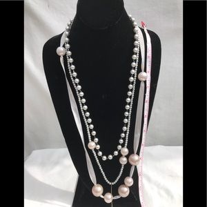 Ribbon and chain multi tier necklace